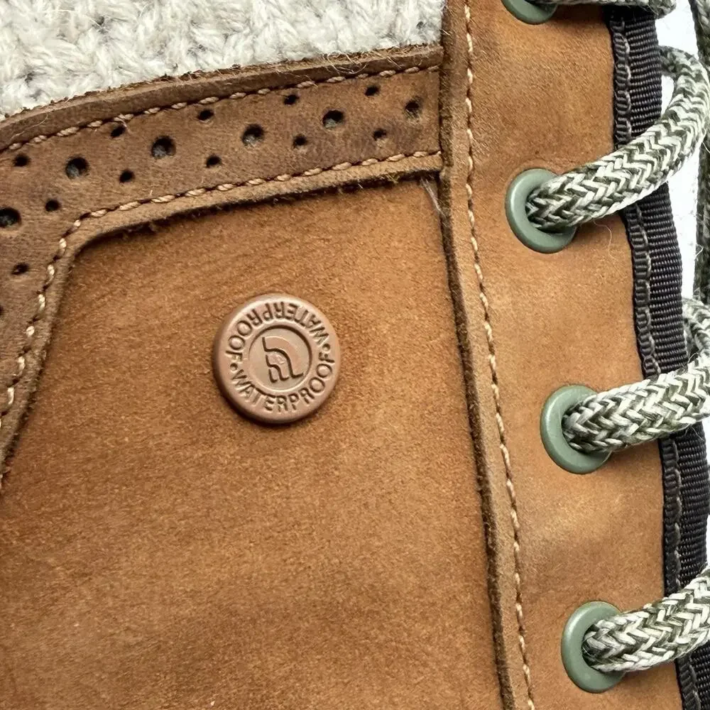 NORTH FACE BOOTS Womens 10 Faux Fur Leather Winter Snow Lace Up Brown